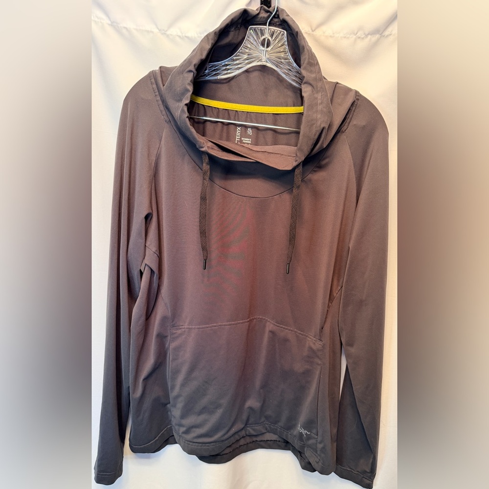 Arcβteryx Womenβs Size XL Highβ Neck Drawstring Sweatshirt Pullover Gray Logo